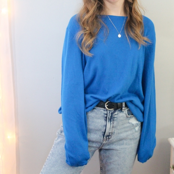 Laura Scott Sweaters - ROYAL BLUE LIGHTWEIGHT KNIT SWEATER